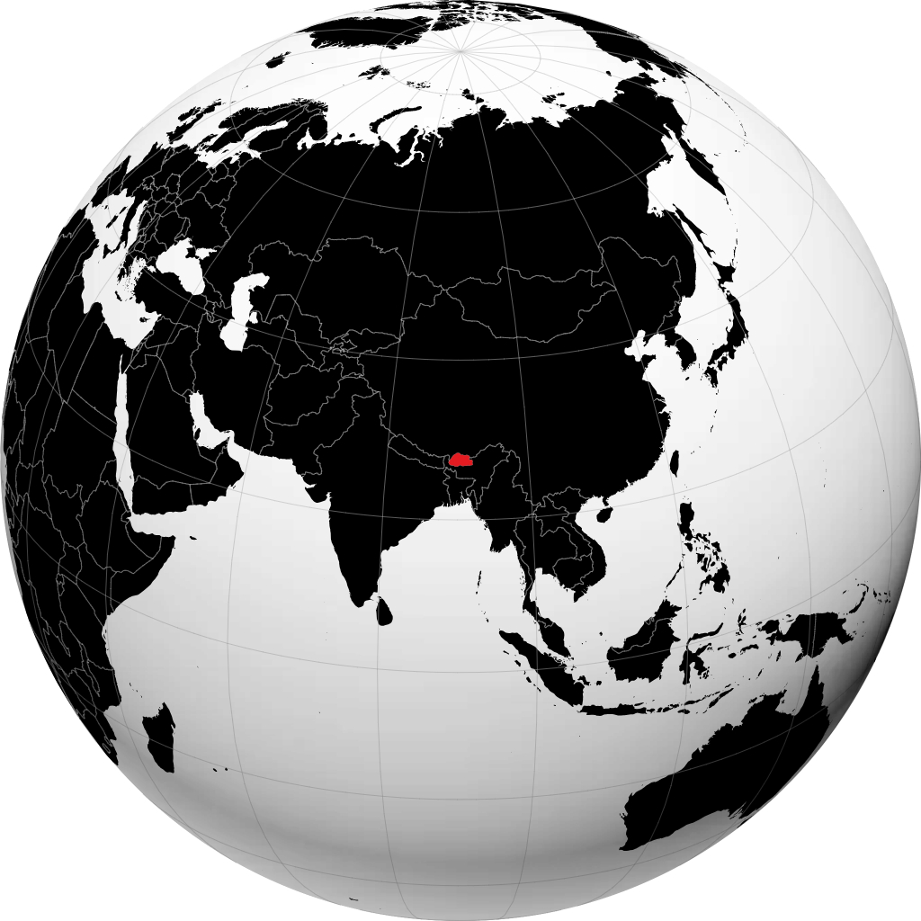 ग्लोब पर भूटान