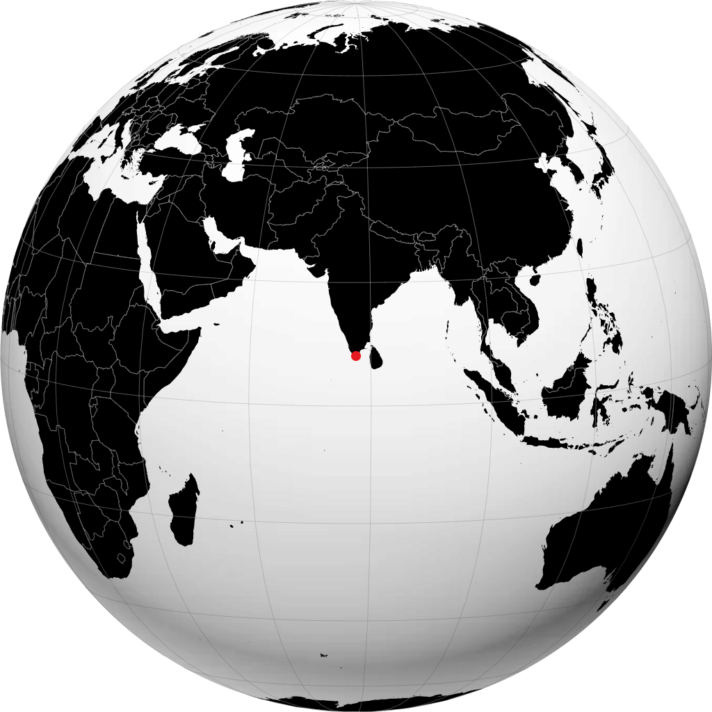 ग्लोब पर कन्याकुमारी